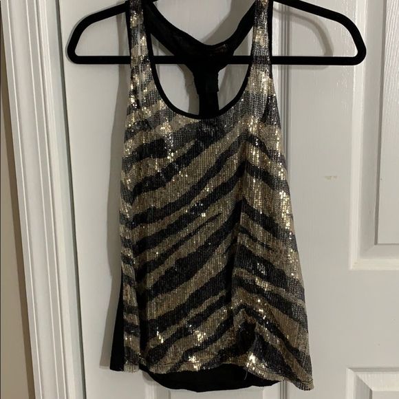 Almost Famous Tops - 💜 See through glitter tank top. Small